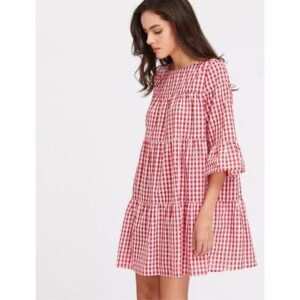 Zara Red Checkered Mini Dress